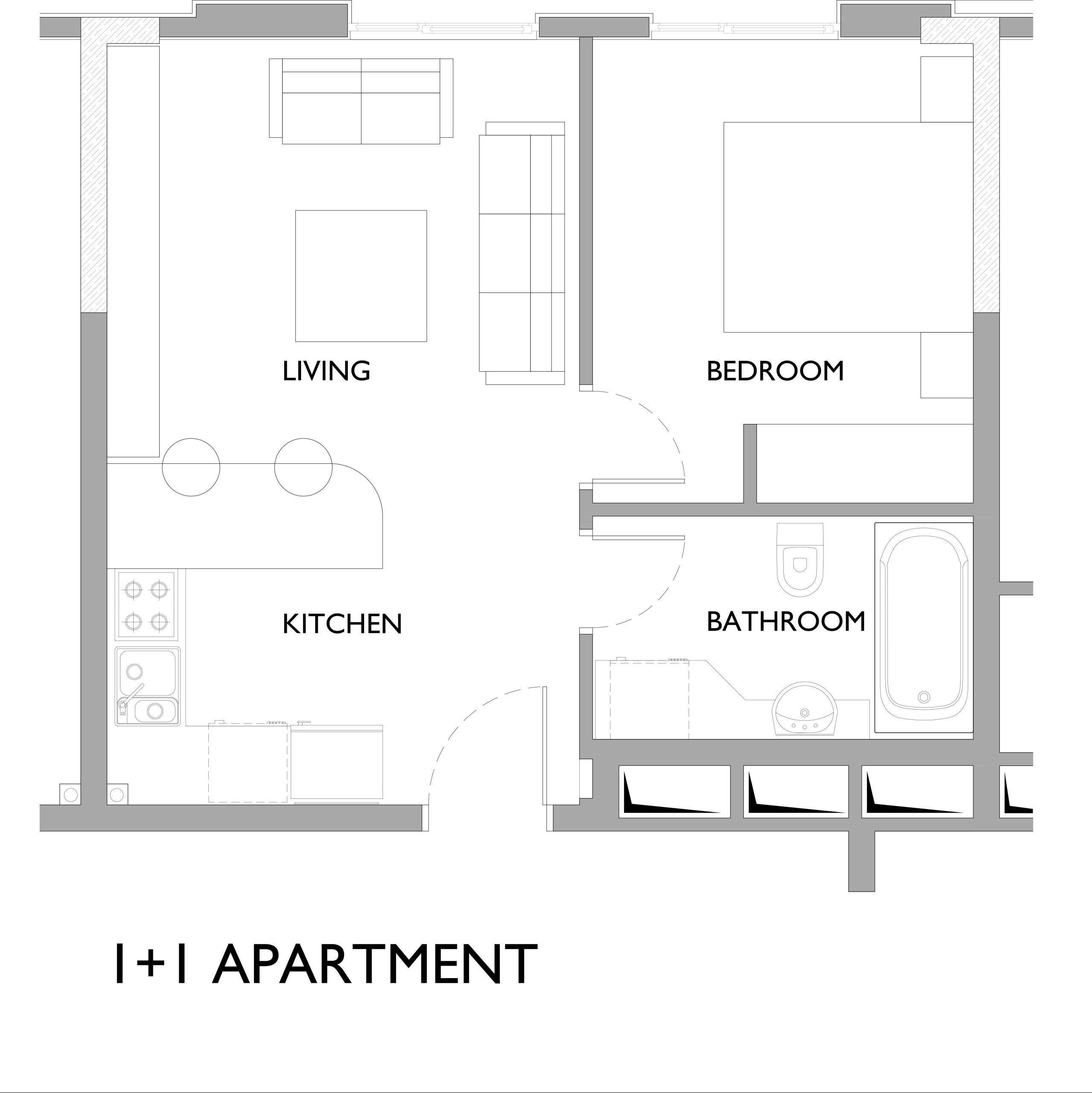 Miracle Residence 1+1 daire planı, Kurtköy